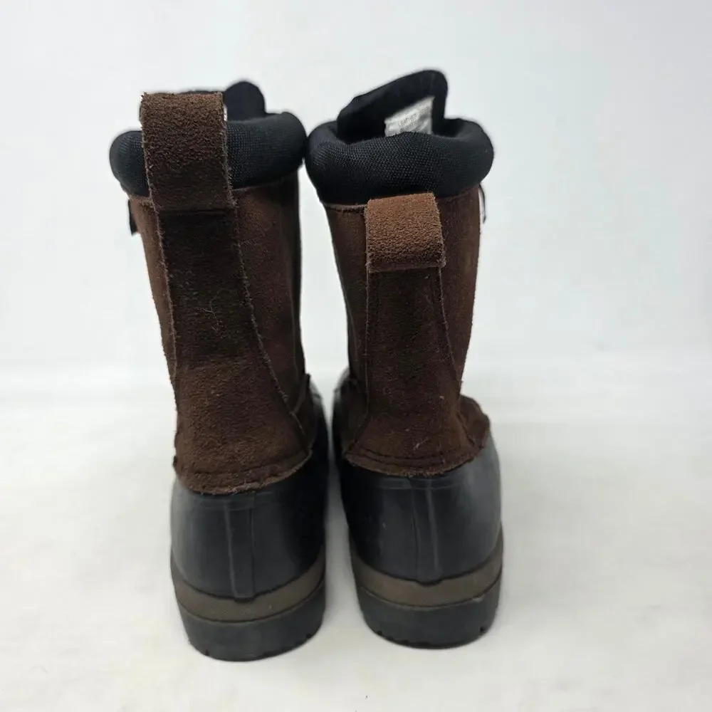 ComforTemp Leather Suede Rubber Duck Winter Boots Brown Black Mens 7